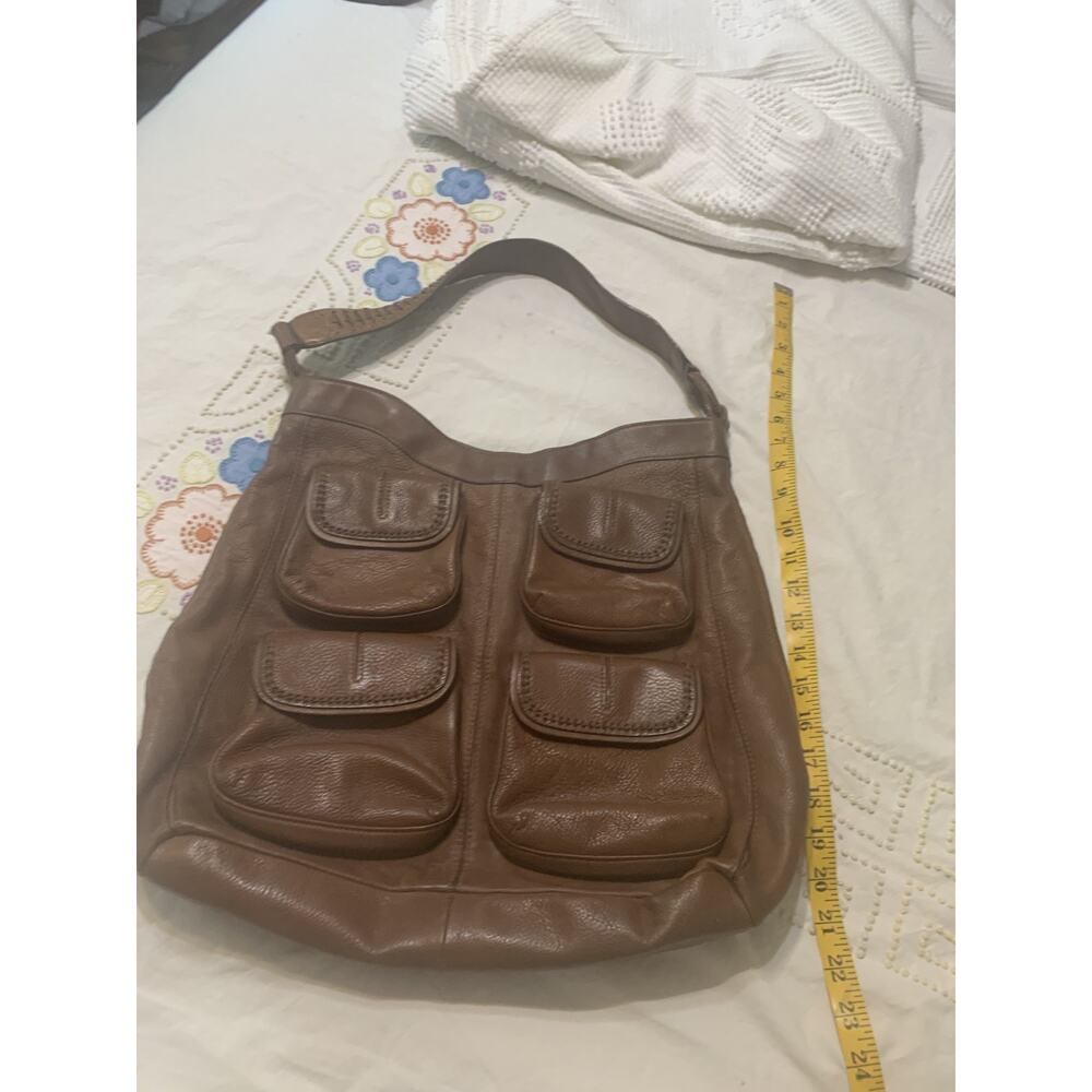 Banana Republic Large Cow Leather Hobo Bag 4 pockets Whipstitch Braided Strap - Picture 4 of 12